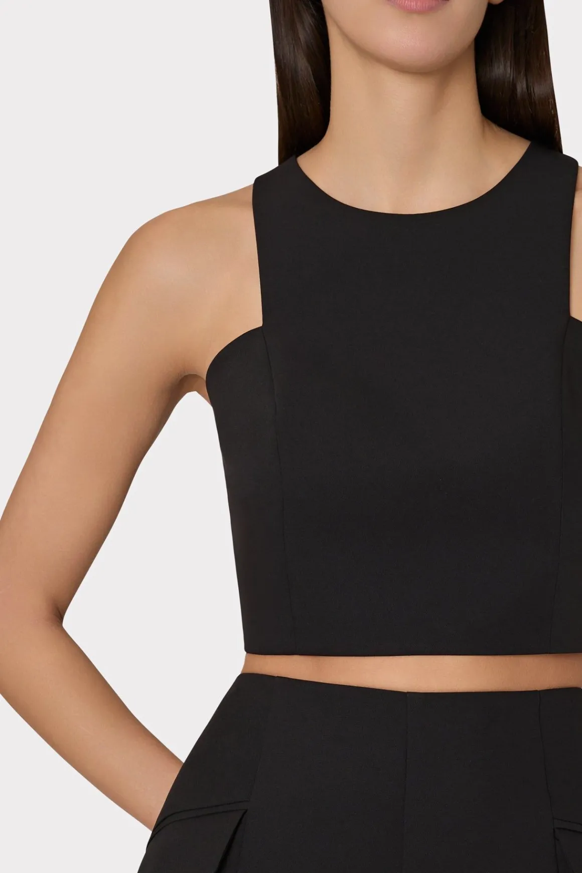 MILLY Jumpsuits & Rompers-Cady Sleeveless Crop Top Black