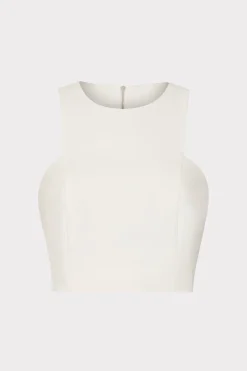 MILLY Matching Sets-Cady Sleeveless Crop Top Ecru