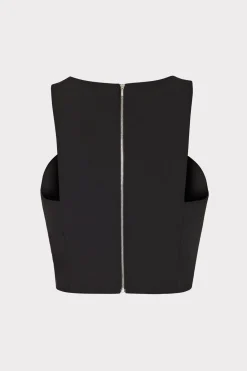 MILLY Tops-Cady Sleeveless Crop Top Black