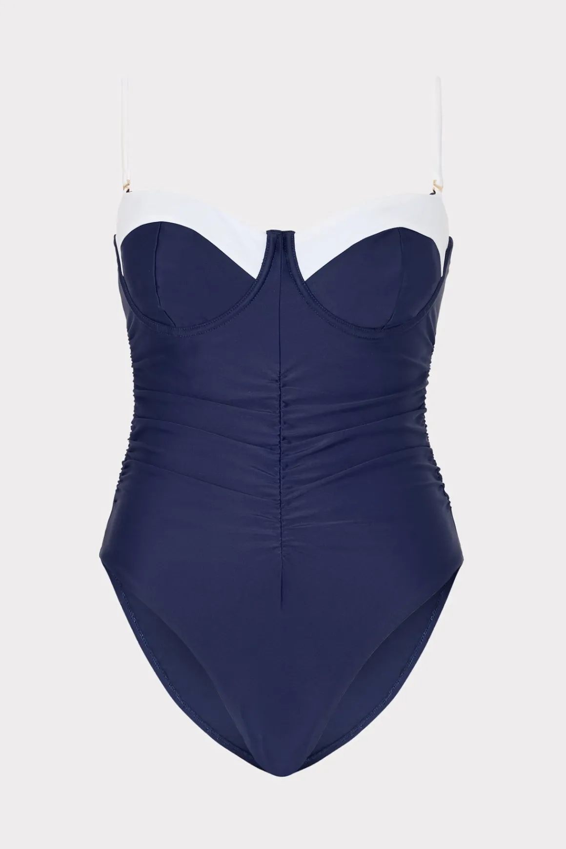 MILLY Jumpsuits & Rompers-Color Block Ruched One Piece Navy/White