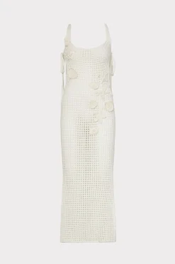 MILLY Cover-Ups-Cover-Up Dress With Seashell Crochet Trim Ecru