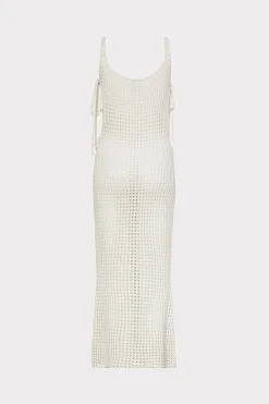 MILLY Cover-Ups-Cover-Up Dress With Seashell Crochet Trim Ecru