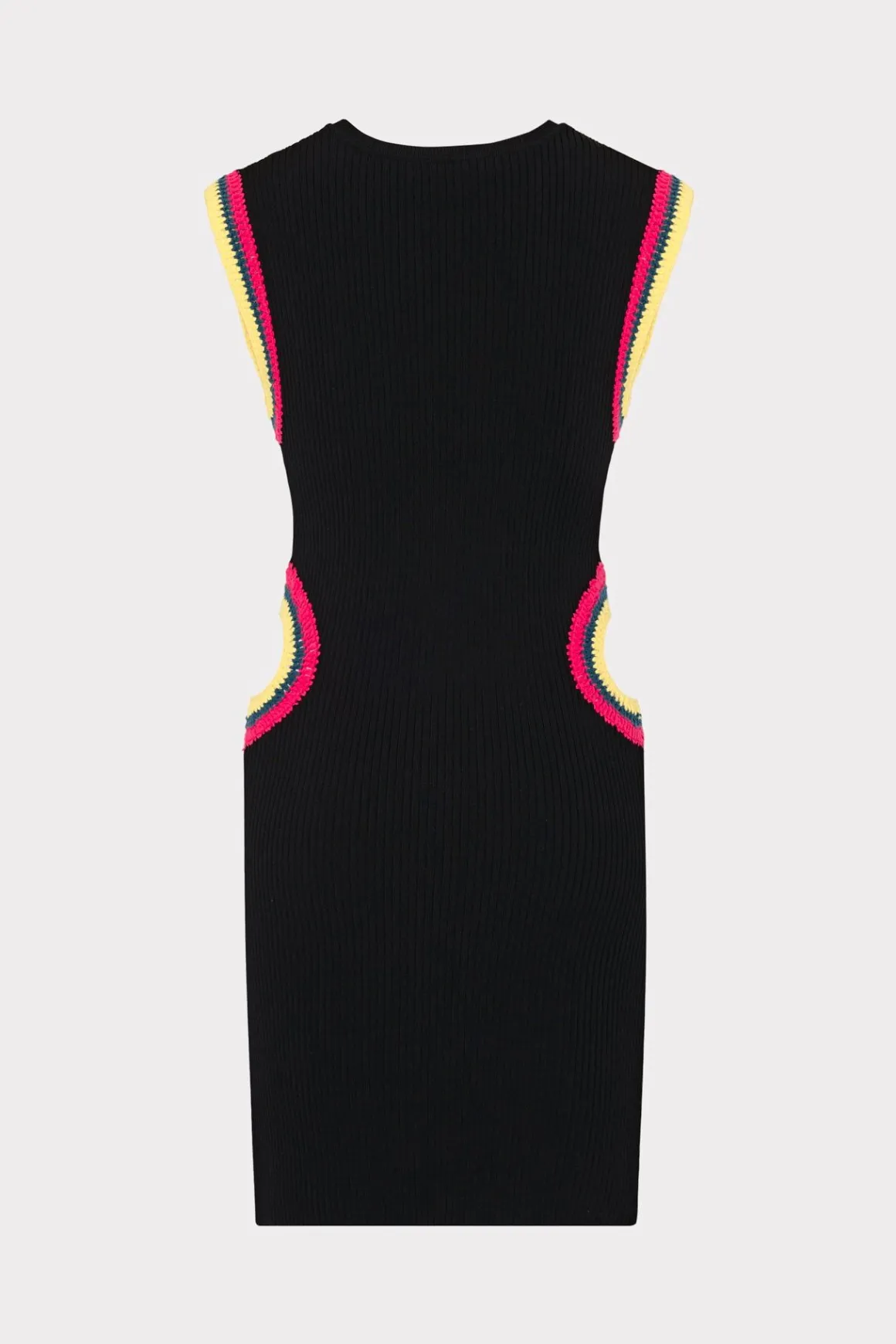 MILLY Knit Dresses-Crochet Cut Out Mini Dress Black Multi