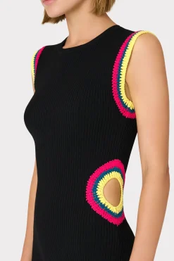 MILLY Sweaters & Knits-Crochet Cut Out Mini Dress Black Multi