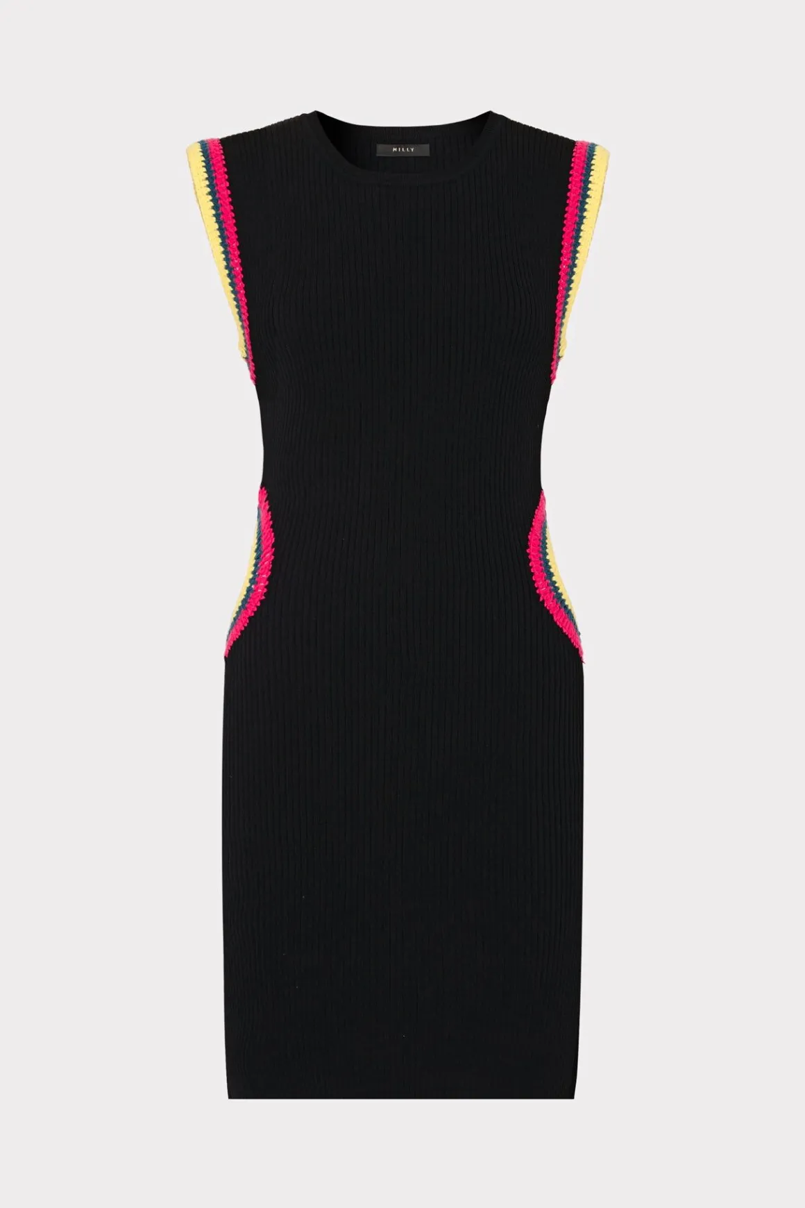 MILLY Day Dresses-Crochet Cut Out Mini Dress Black Multi