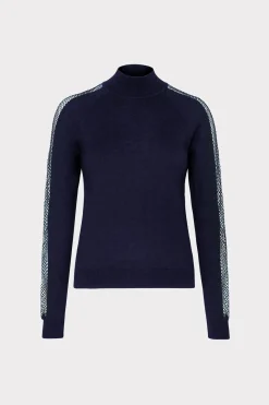 MILLY Sweaters & Knits-Crystal Racer Turtleneck Navy
