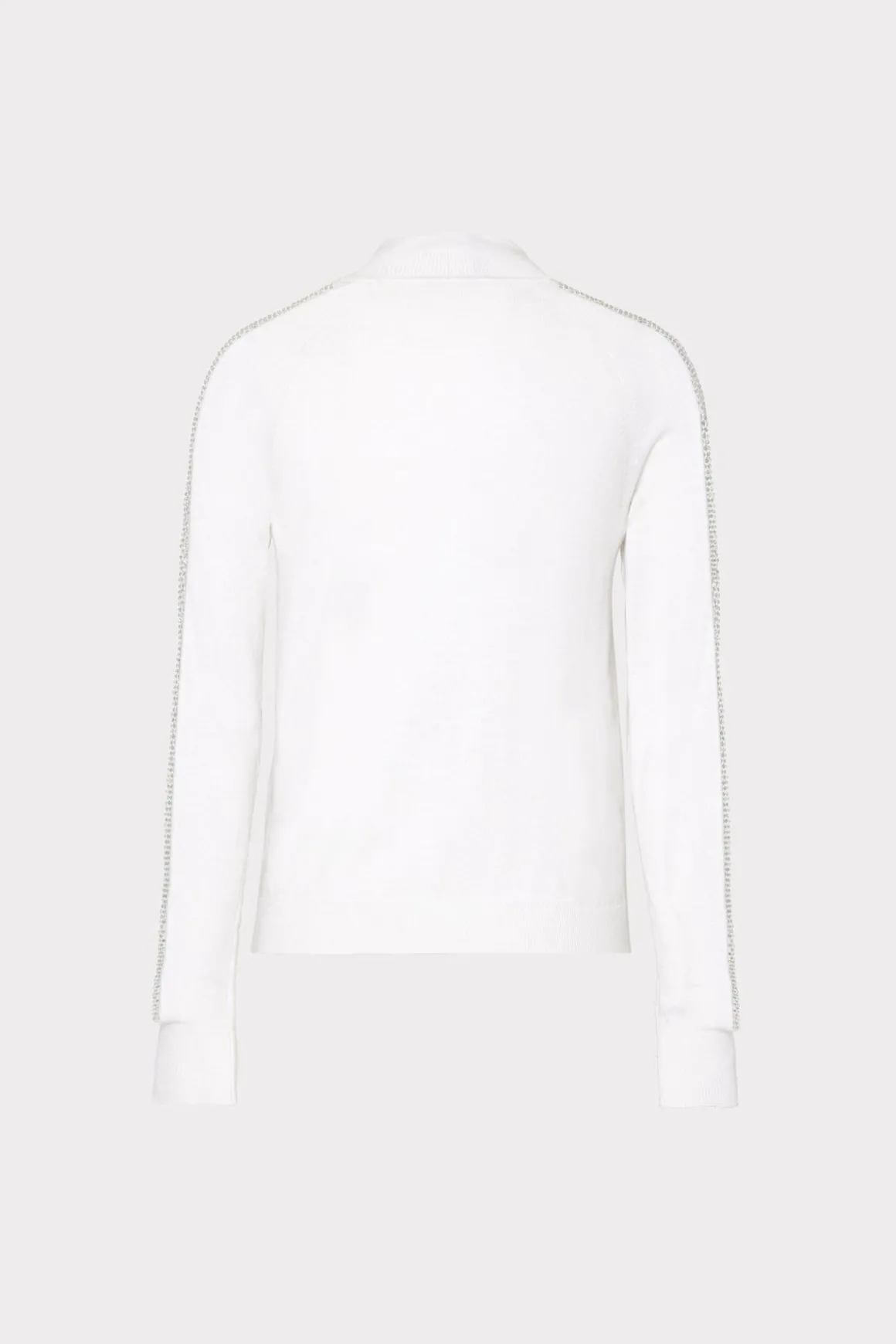 MILLY Tops-Crystal Racer Turtleneck Ecru