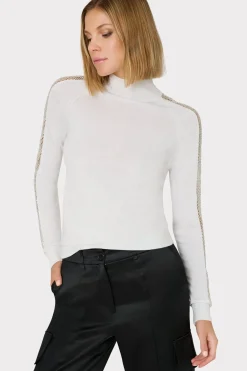 MILLY Sweaters & Knits-Crystal Racer Turtleneck Ecru