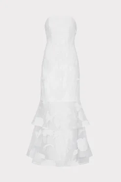 MILLY Cocktail Dresses-3D Butterfly Embroidery Strapless Dress White