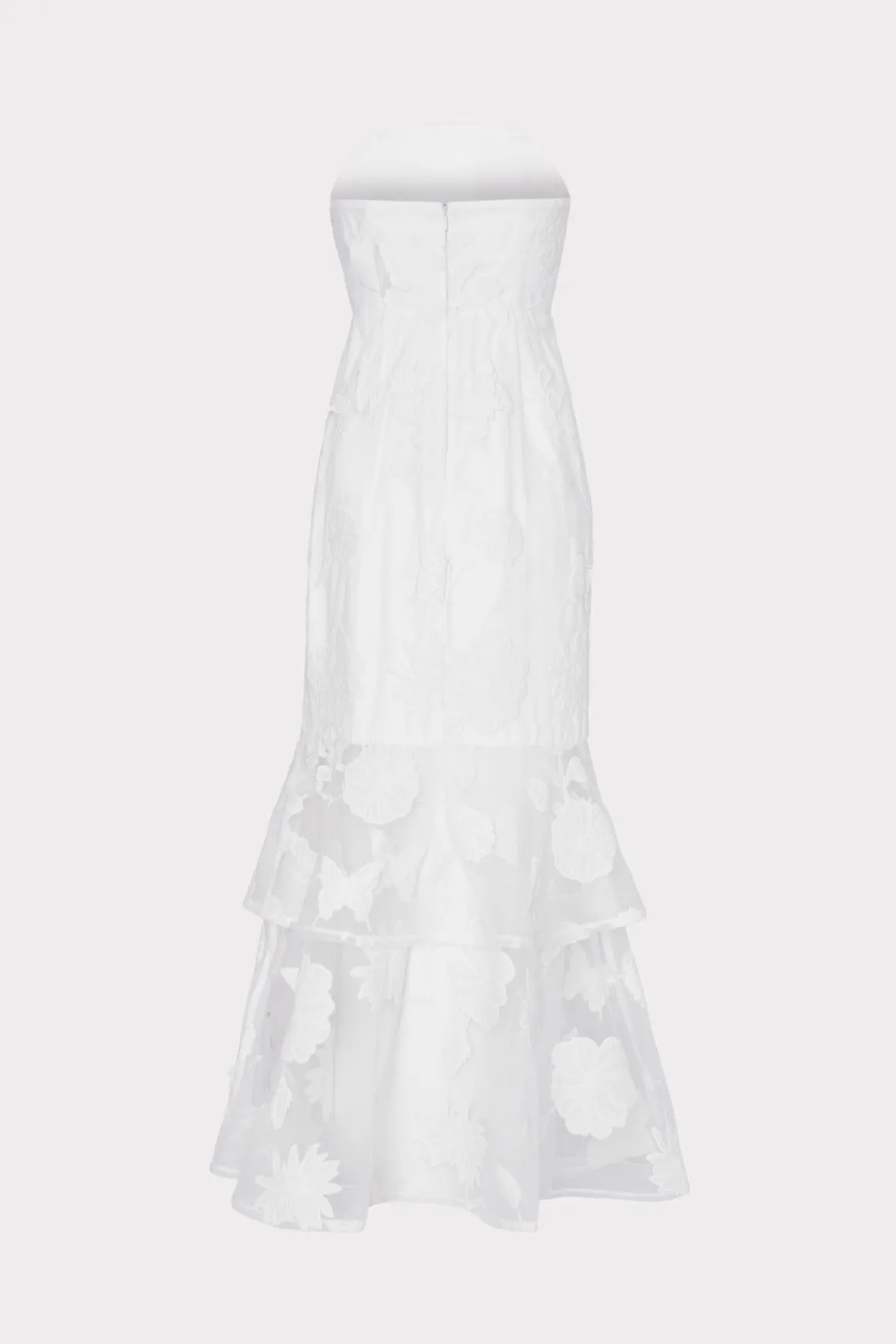 MILLY Cocktail Dresses-3D Butterfly Embroidery Strapless Dress White