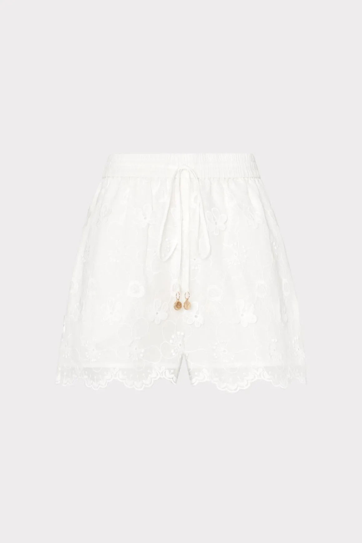 MILLY Jumpsuits & Rompers-3D Floral Cotton Eyelet Shorts White