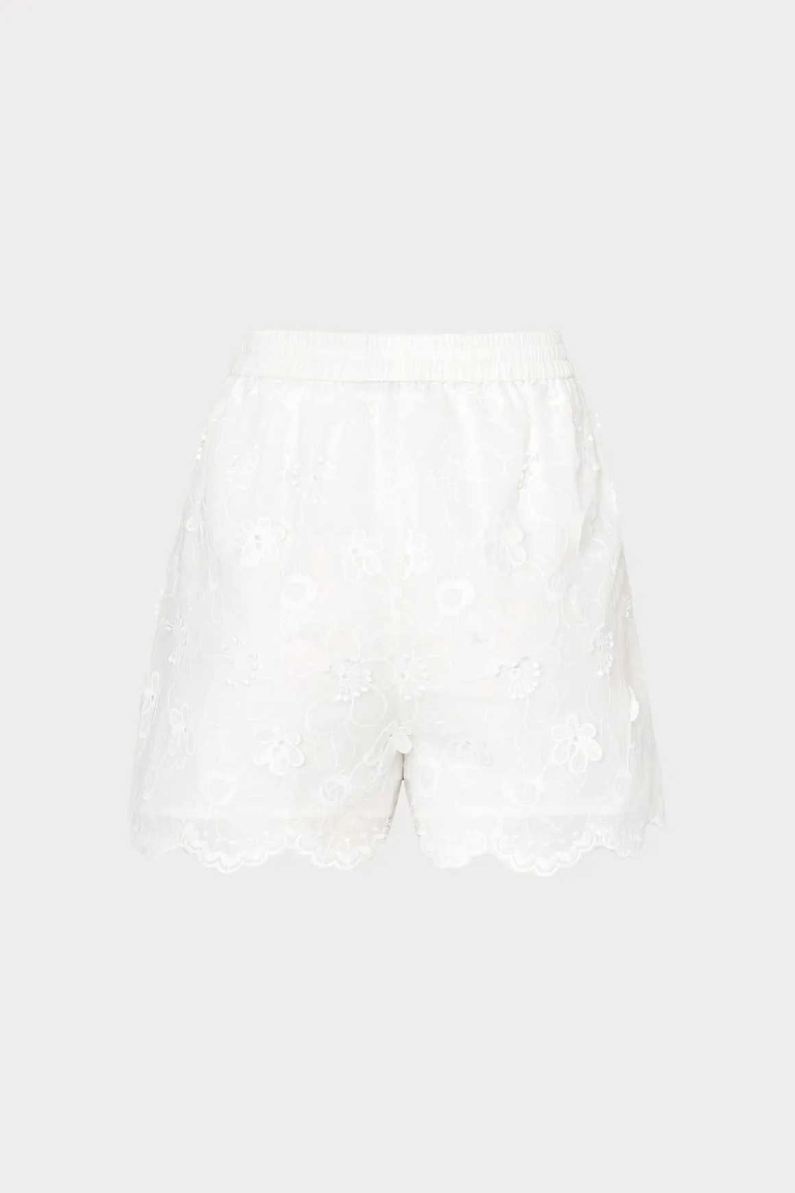 MILLY Jumpsuits & Rompers-3D Floral Cotton Eyelet Shorts White