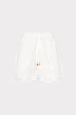 MILLY Cover-Ups-3D Floral Cotton Eyelet Shorts White