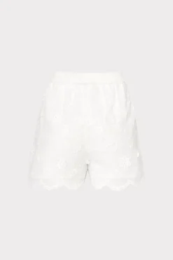 MILLY Cover-Ups-3D Floral Cotton Eyelet Shorts White