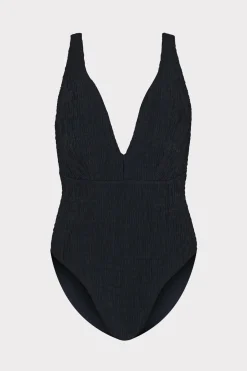 MILLY One Piece Swimsuits-Deep Dive One Piece With Smocking Black