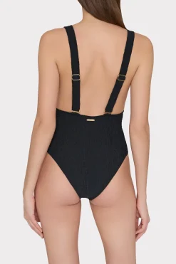 MILLY One Piece Swimsuits-Deep Dive One Piece With Smocking Black