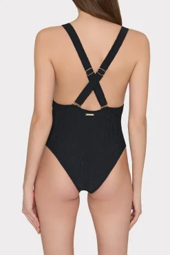 MILLY One Piece Swimsuits-Deep Dive One Piece With Smocking Black