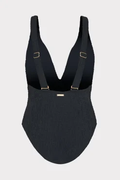 MILLY One Piece Swimsuits-Deep Dive One Piece With Smocking Black