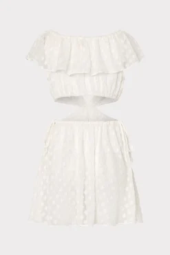 MILLY Jumpsuits & Rompers-Delilah Diamond Jacquard Voile Coverup Dress White/Gold