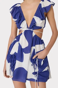 MILLY Cover-Ups-Delilah Grand Foliage Dress Navy/White