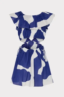 MILLY Cover-Ups-Delilah Grand Foliage Dress Navy/White