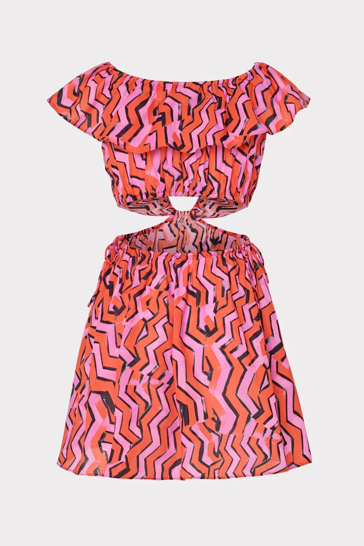 MILLY Jumpsuits & Rompers-Delilah Painted Chevron Cotton Voile Coverup Dress Coral Multi