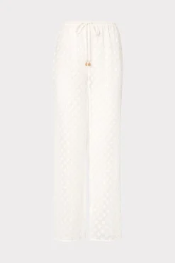 MILLY Cover-Ups-Diamond Jacquard Coverup Pants White/Gold