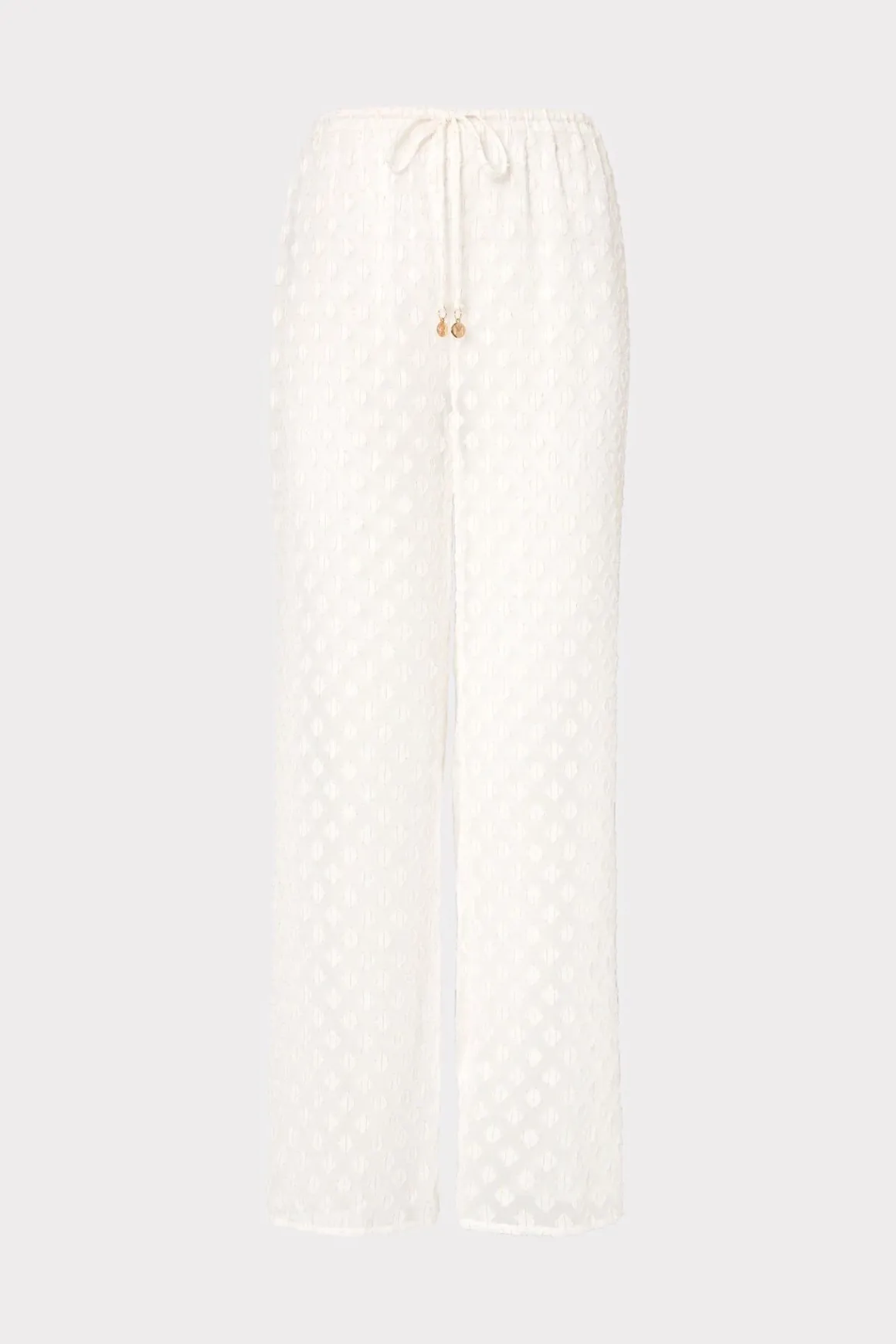 MILLY Cover-Ups-Diamond Jacquard Coverup Pants White/Gold