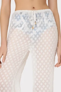 MILLY Cover-Ups-Diamond Jacquard Coverup Pants White/Gold