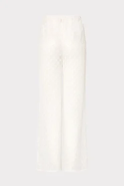 MILLY Cover-Ups-Diamond Jacquard Coverup Pants White/Gold