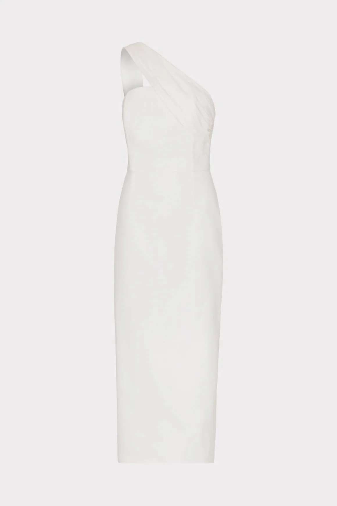 MILLY White Dresses-Draped One Shoulder Linen Dress White