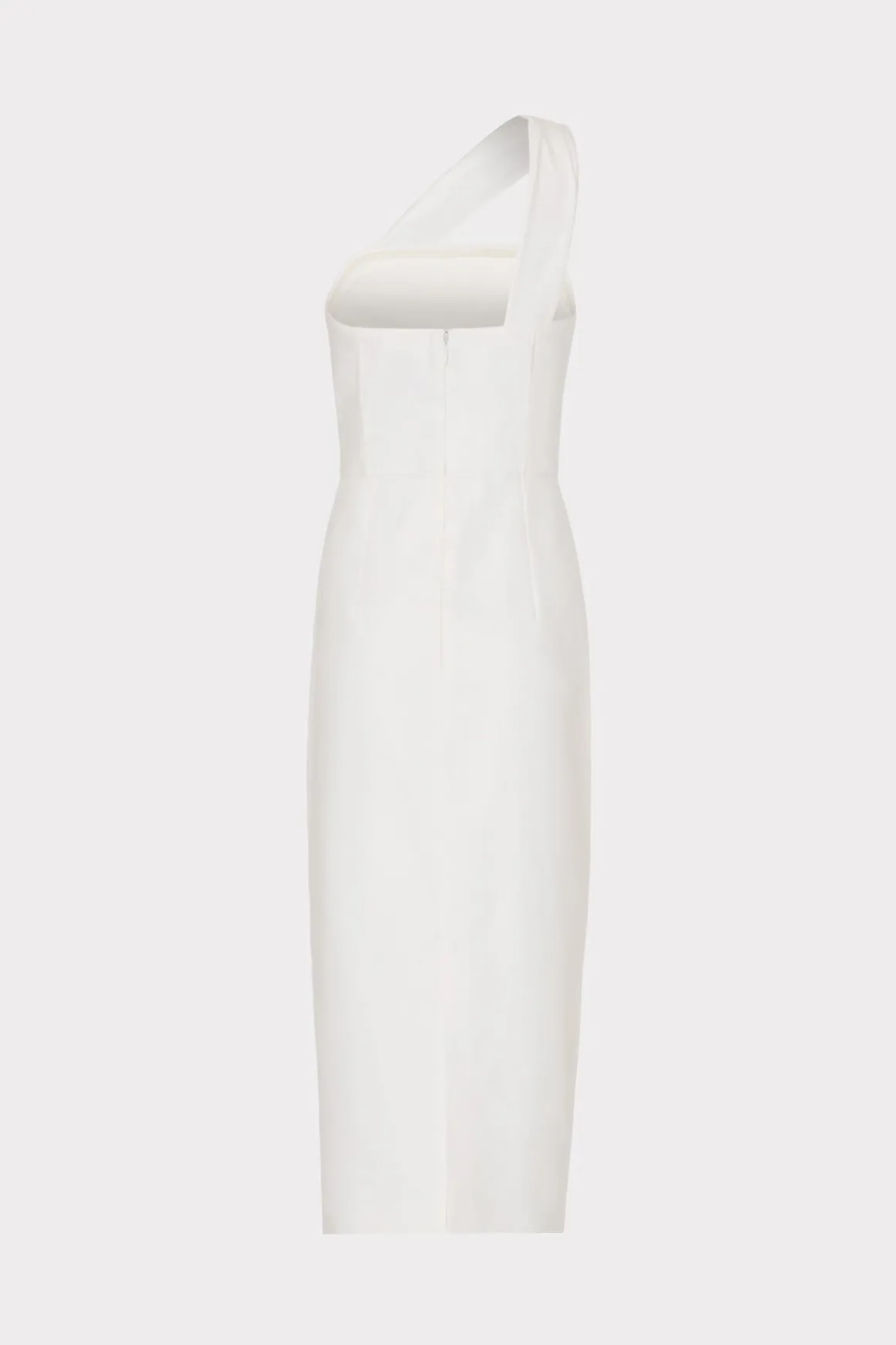 MILLY White Dresses-Draped One Shoulder Linen Dress White