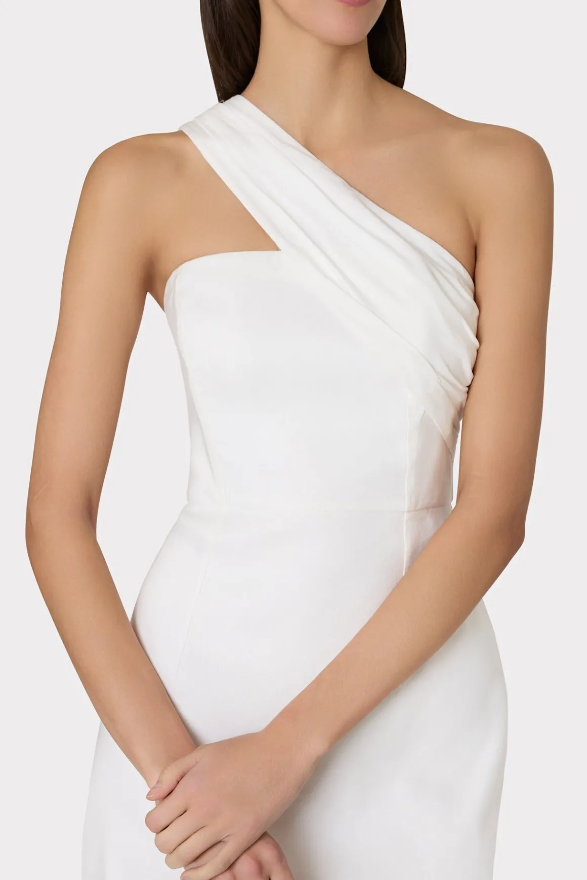 MILLY Jumpsuits & Rompers-Draped One Shoulder Linen Dress White