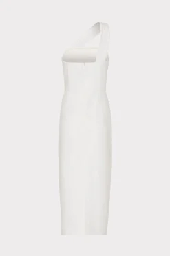 MILLY Jumpsuits & Rompers-Draped One Shoulder Linen Dress White
