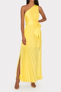 MILLY Maxi Dresses-Estelle Satin Dress Yellow