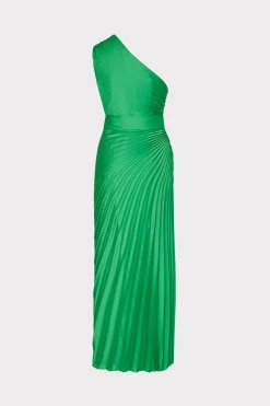 MILLY Evening Gowns-Estelle Satin Dress Green