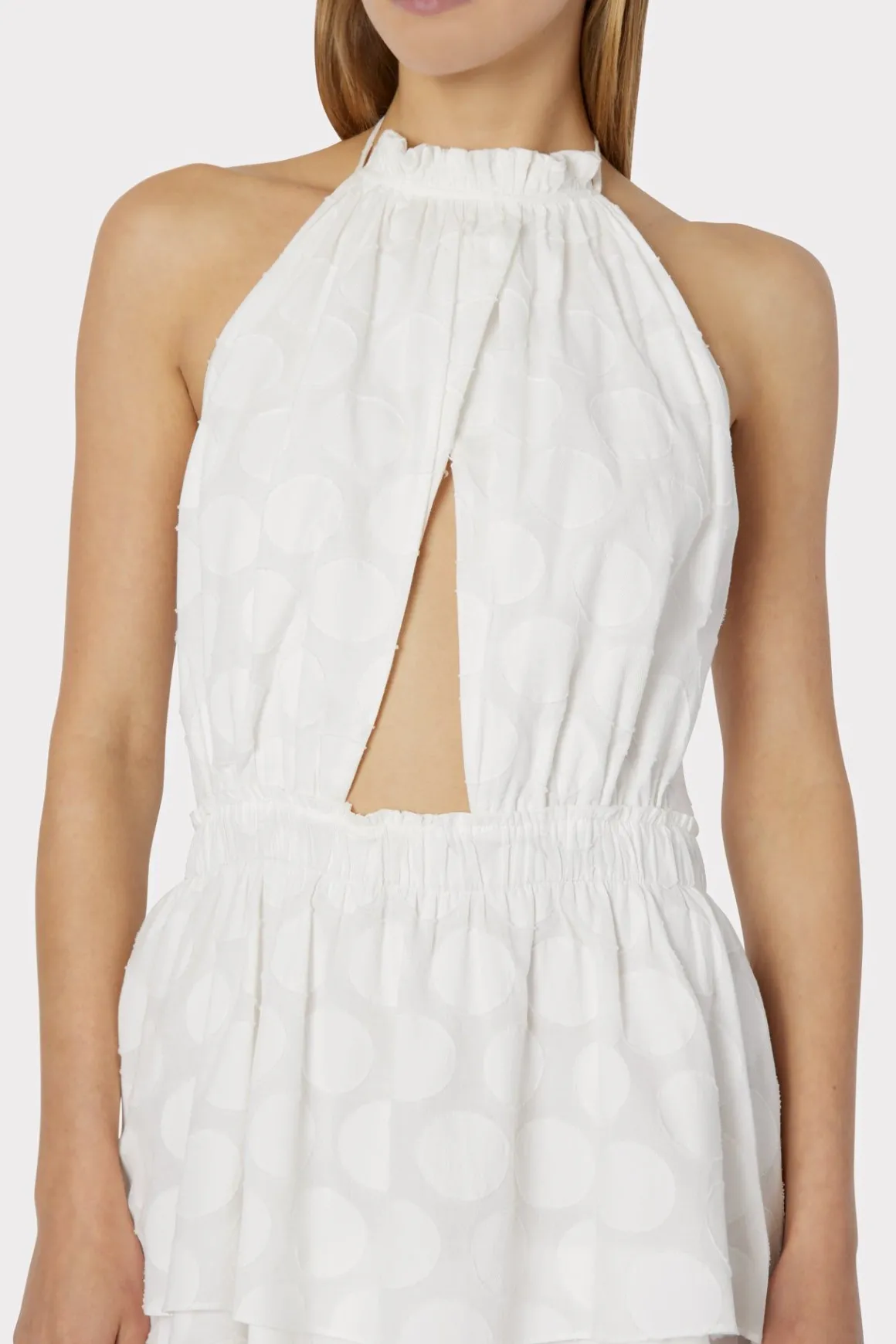 MILLY Day Dresses-Evelia Reina Graphic Dot Clipping Dress White