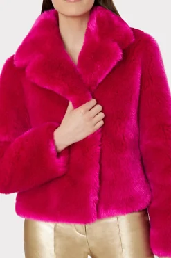 MILLY Coats & Jackets-Faye Faux Fur Coat Milly Pink
