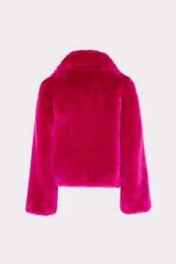 MILLY Coats & Jackets-Faye Faux Fur Coat Milly Pink