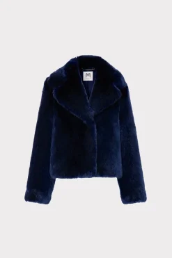 MILLY Coats & Jackets-Faye Faux Fur Coat Navy
