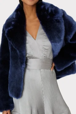 MILLY Coats & Jackets-Faye Faux Fur Coat Navy