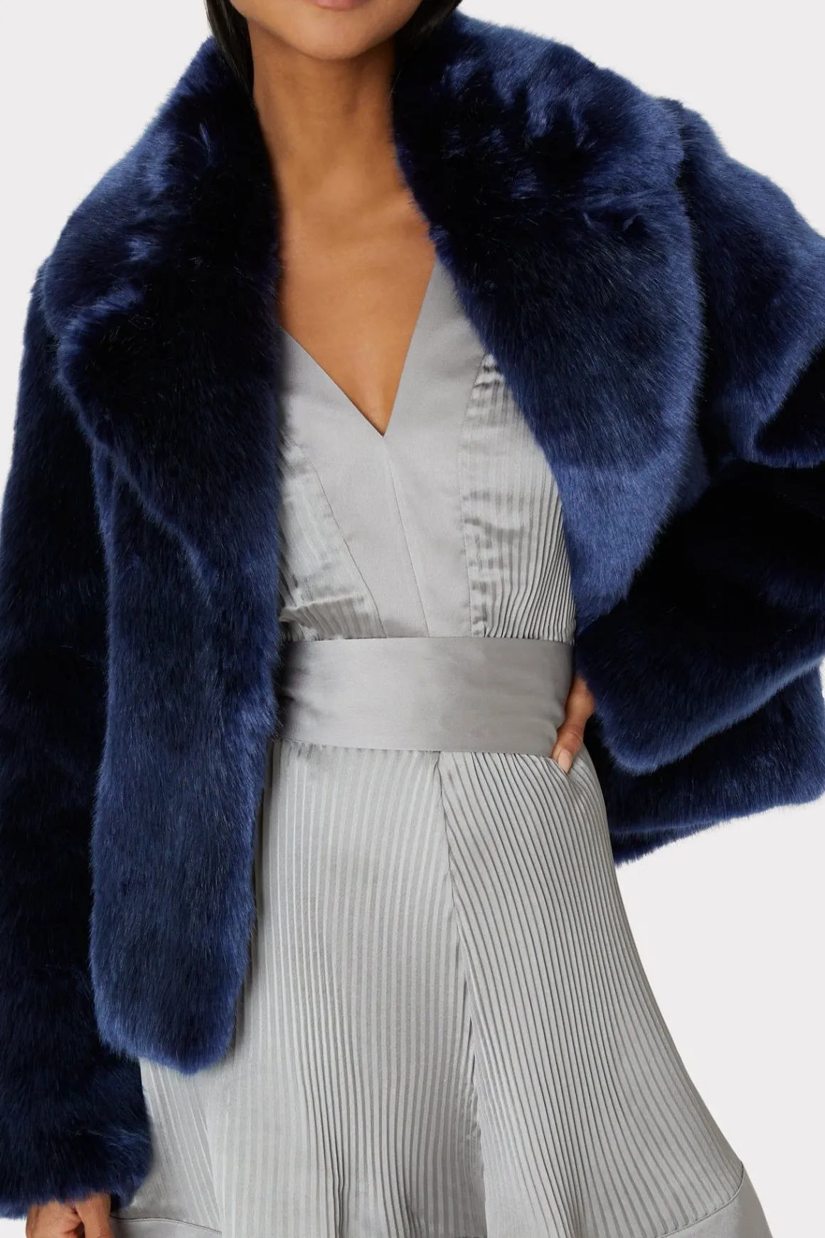 MILLY Coats & Jackets-Faye Faux Fur Coat Navy