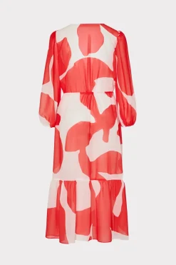MILLY Jumpsuits & Rompers-Fiona Grand Foliage Cover-Up Red/White
