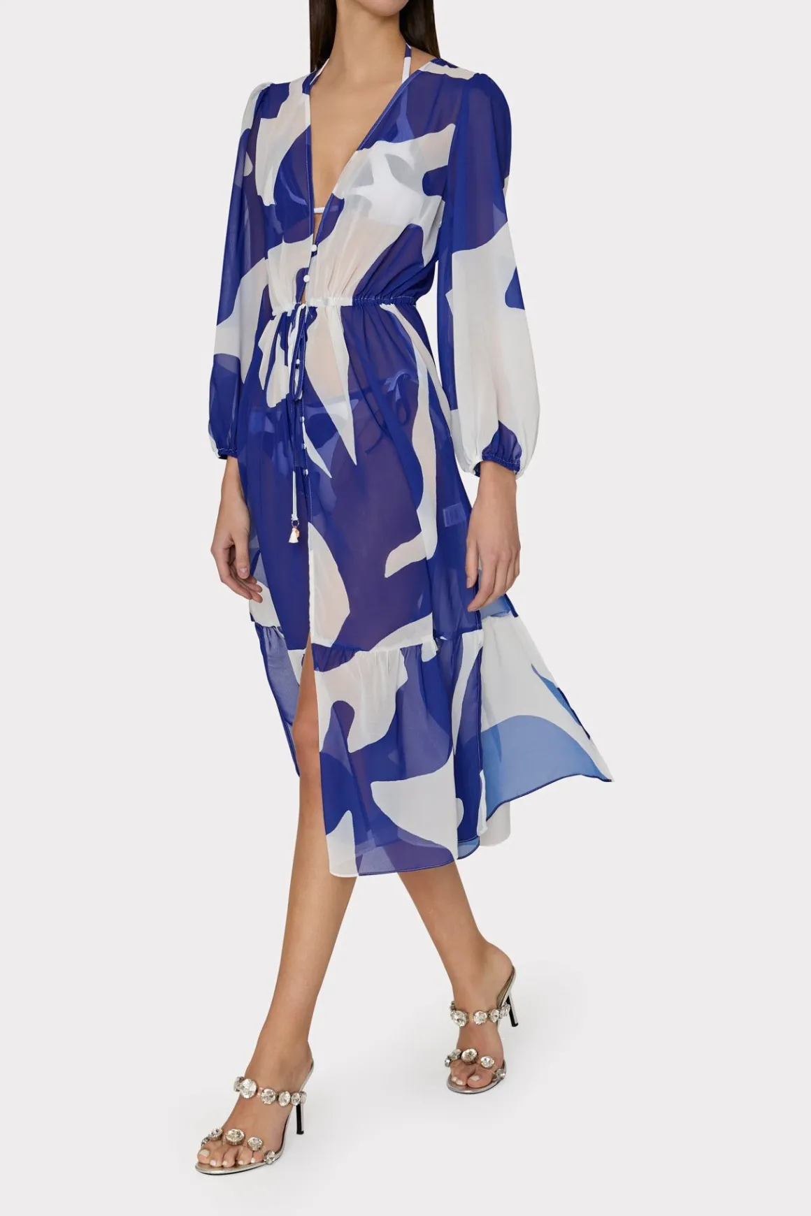 MILLY Cover-Ups-Fiona Grand Foliage Cover-Up Navy/White