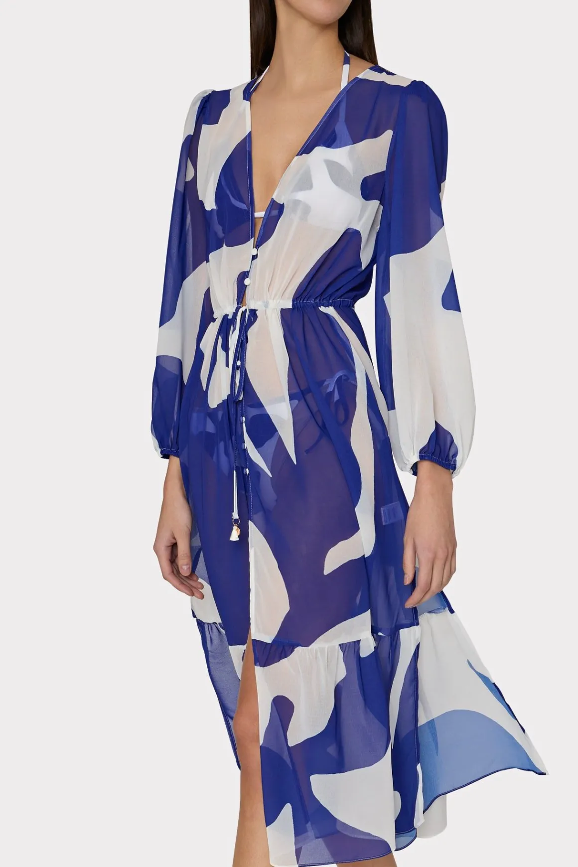 MILLY Cover-Ups-Fiona Grand Foliage Cover-Up Navy/White