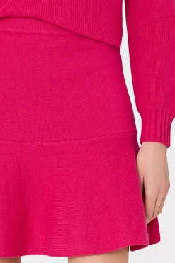 MILLY Skirts-Flare Knit Skirt Fuchsia