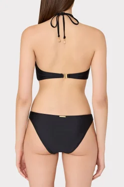 MILLY Jumpsuits & Rompers-Floral Applique Halter Bikini Top Black