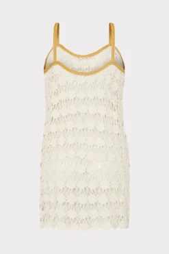 MILLY Jumpsuits & Rompers-Floral Crochet Cami Mini Dress Ecru