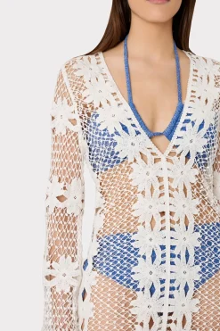 MILLY Cover-Ups-Floral Crochet Coverup Dress White