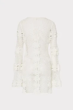 MILLY Cover-Ups-Floral Crochet Coverup Dress White